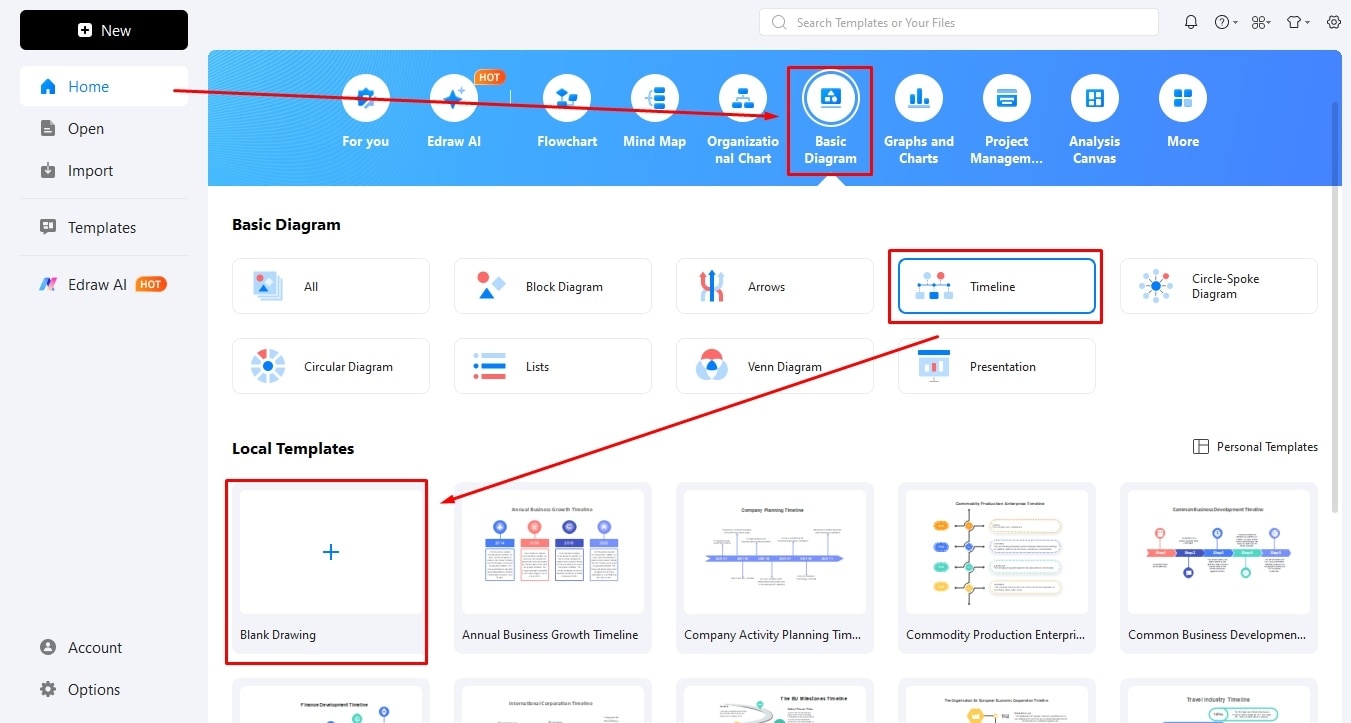 access the timeline canvas edrawmax
