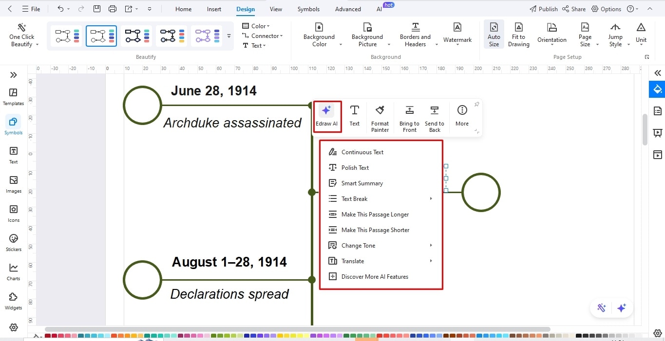 add event description timeline edrawmax