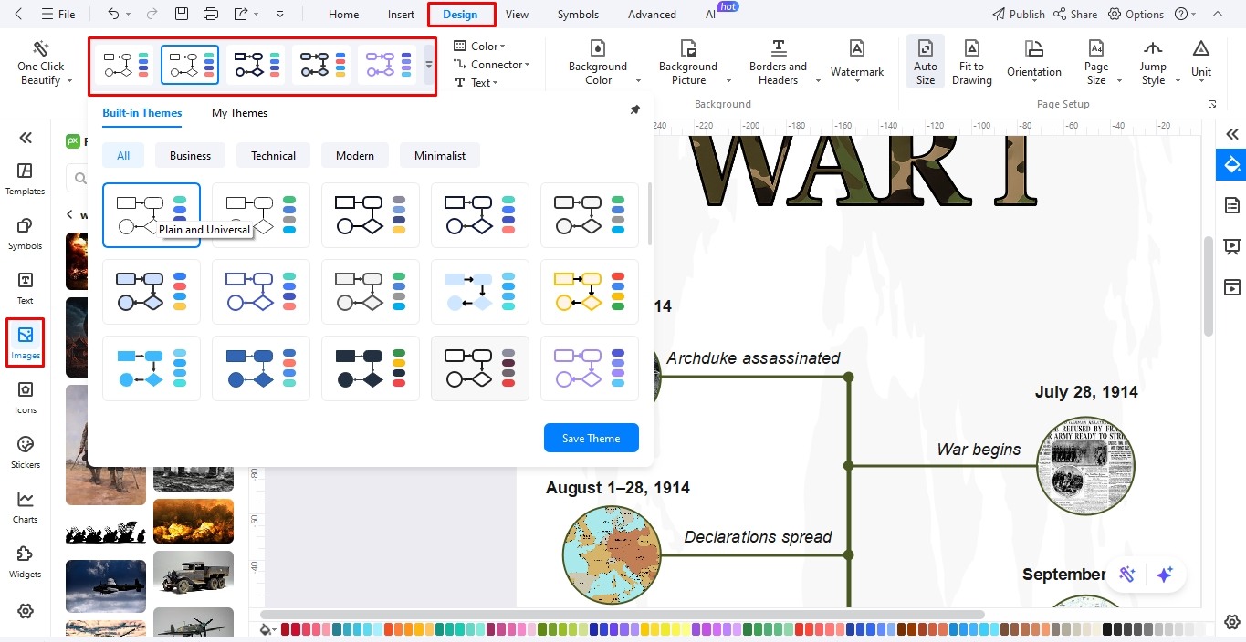 modify the timeline theme edrawmax