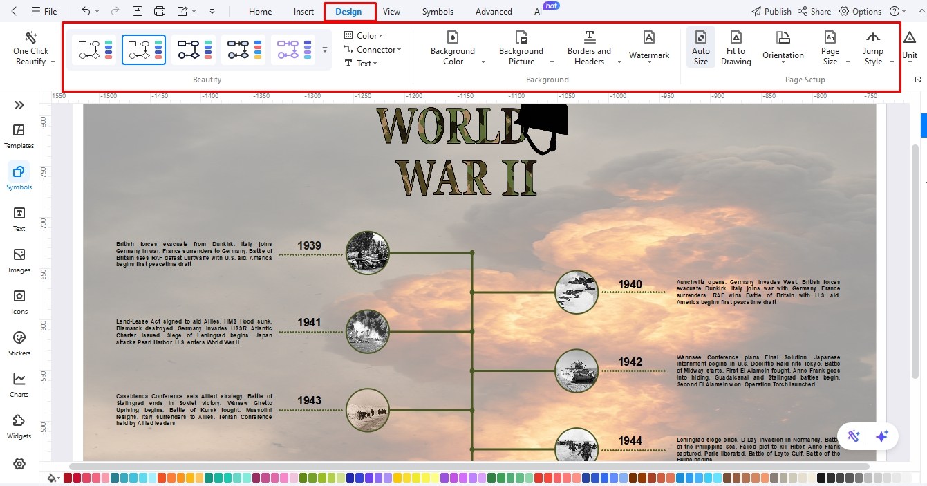 modify the timeline design edrawmax