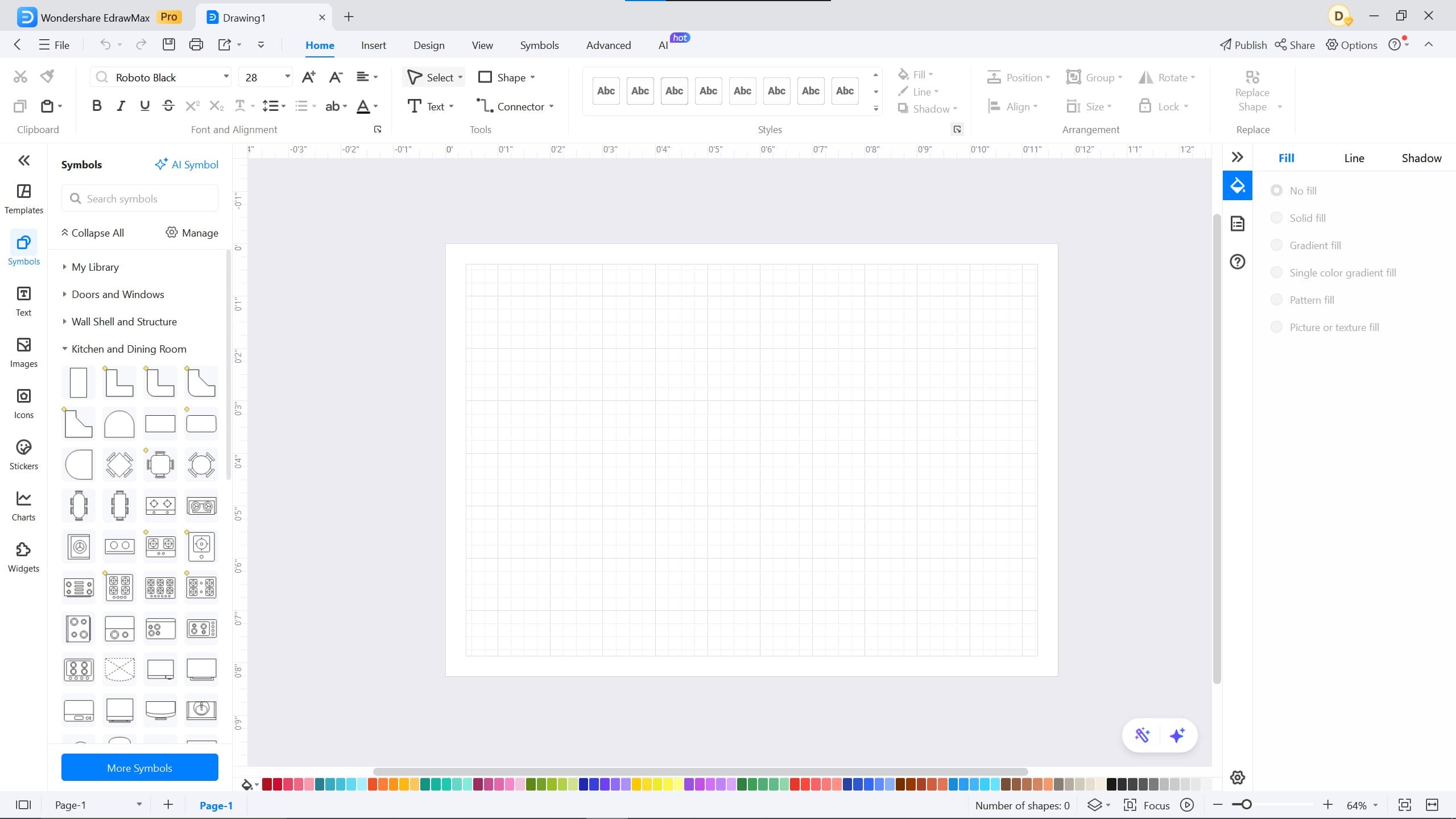 1400 sq ft plan example on EdrawMax