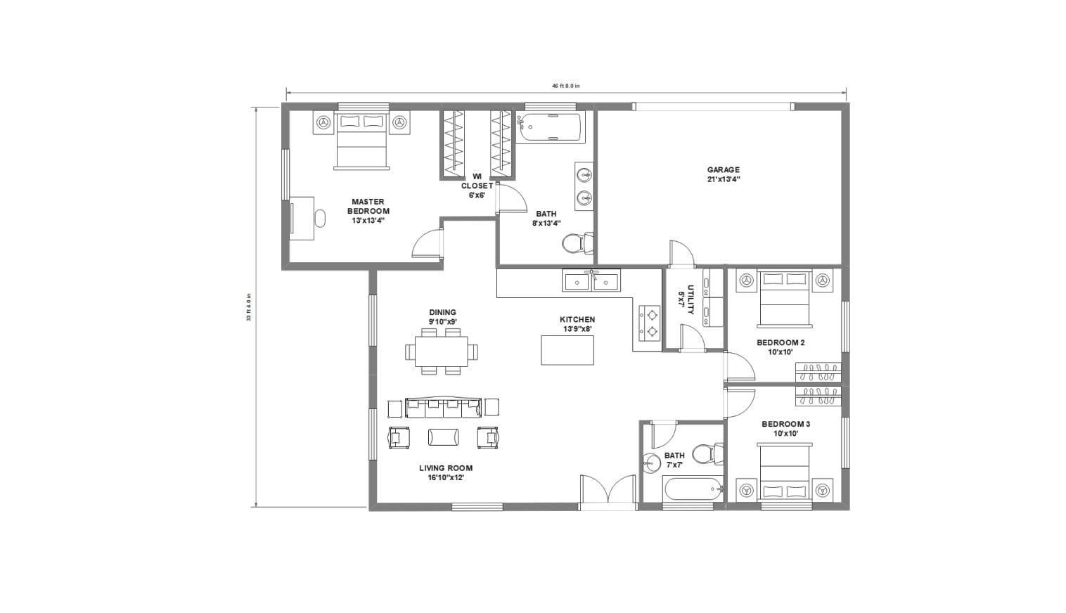 1400 sq ft plan example on EdrawMax
