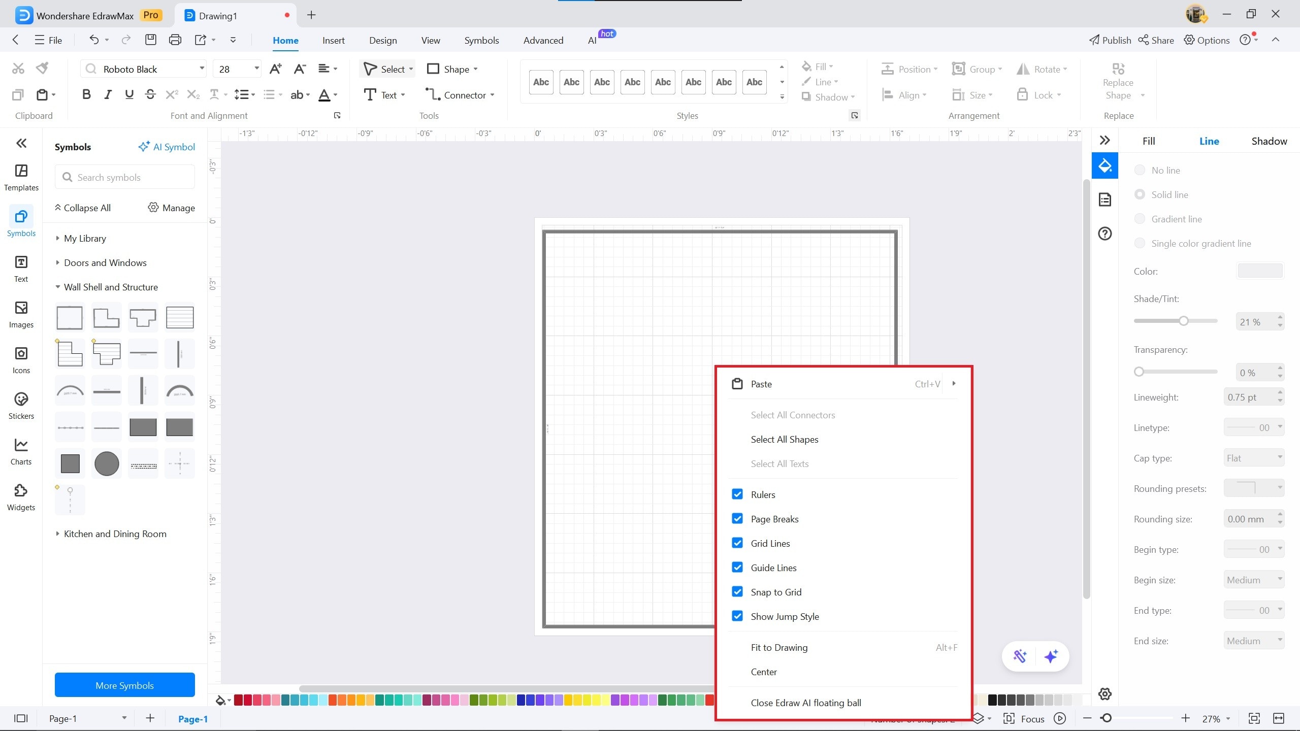 1400 sq ft plan example on EdrawMax