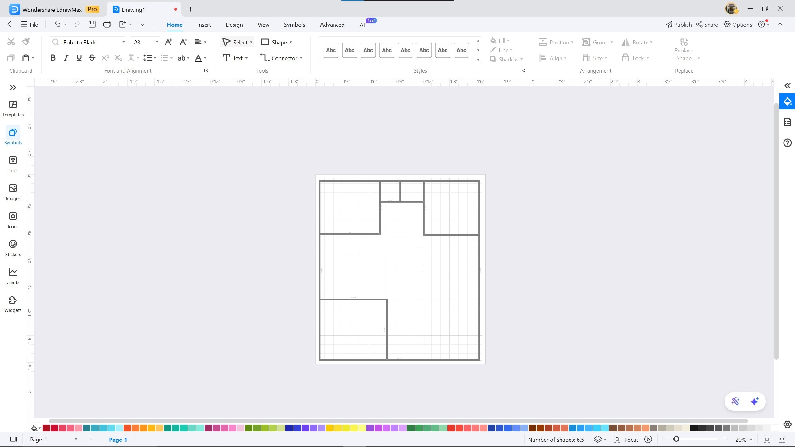 1400 sq ft plan example on EdrawMax