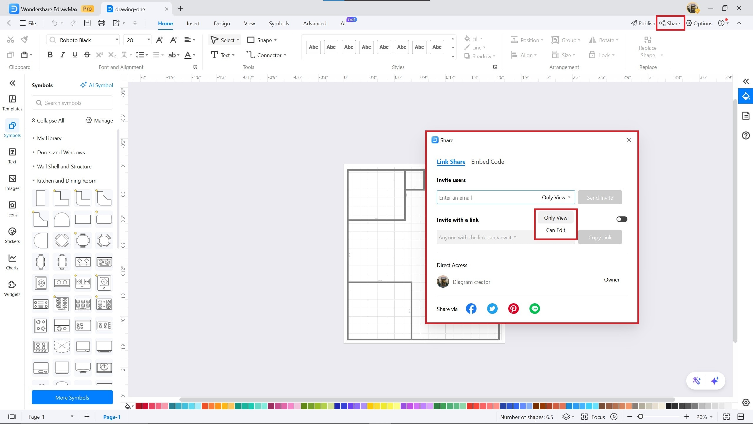 1400 sq ft plan example on EdrawMax