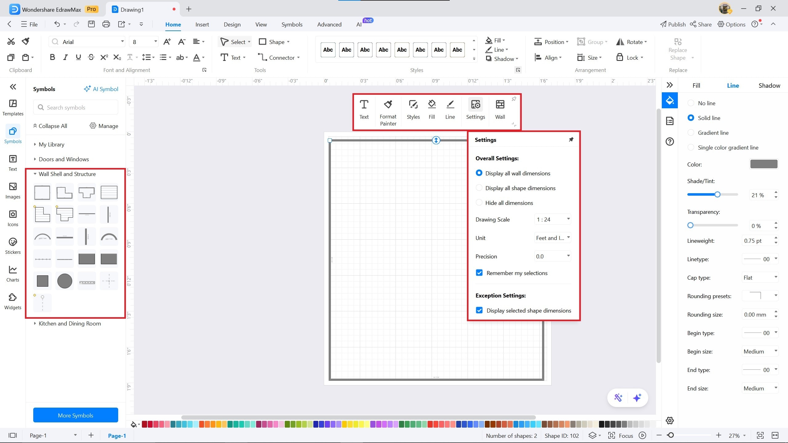 1400 sq ft plan example on EdrawMax