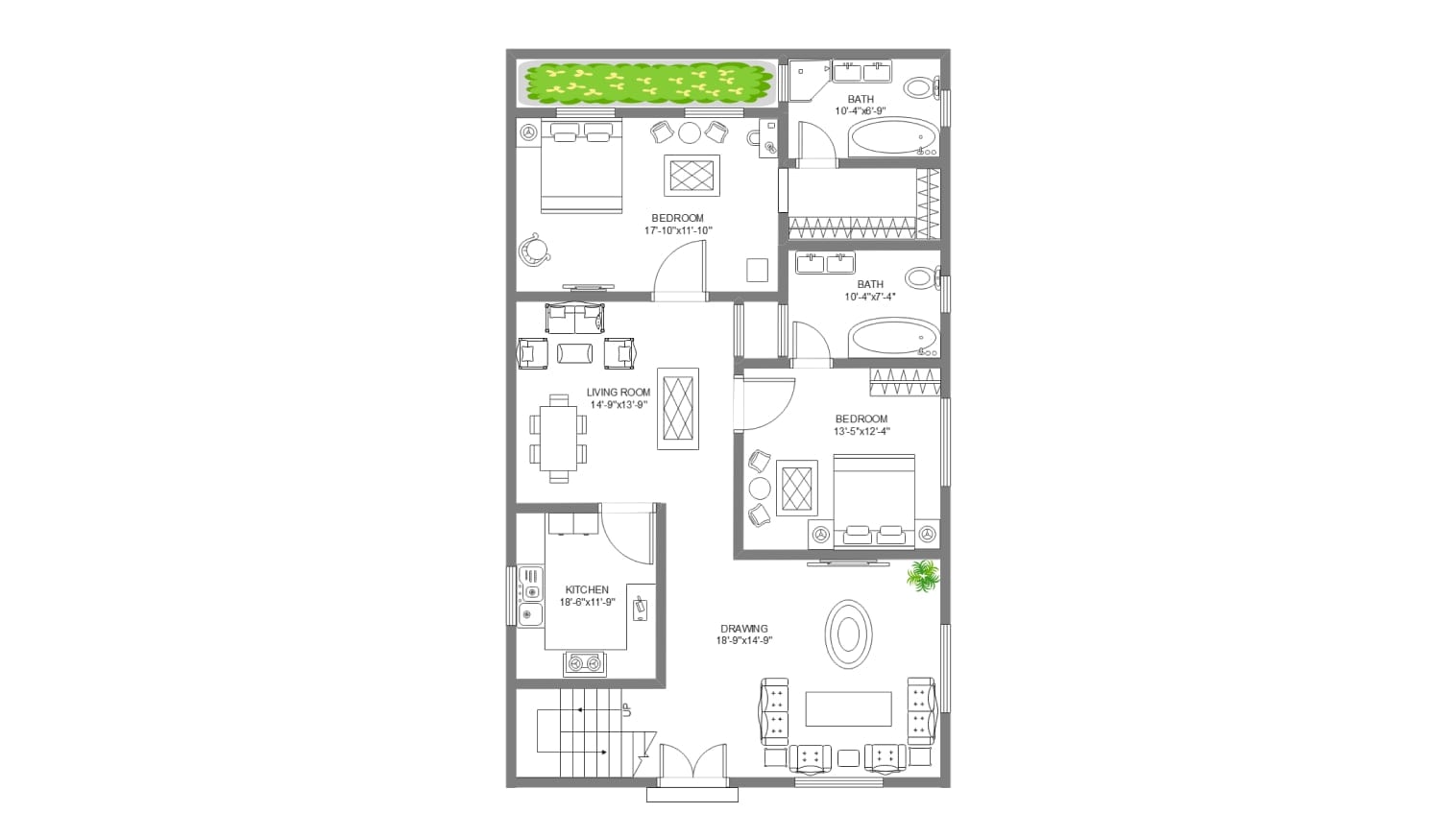 1500 sq.ft. floor plan on EdrawMax