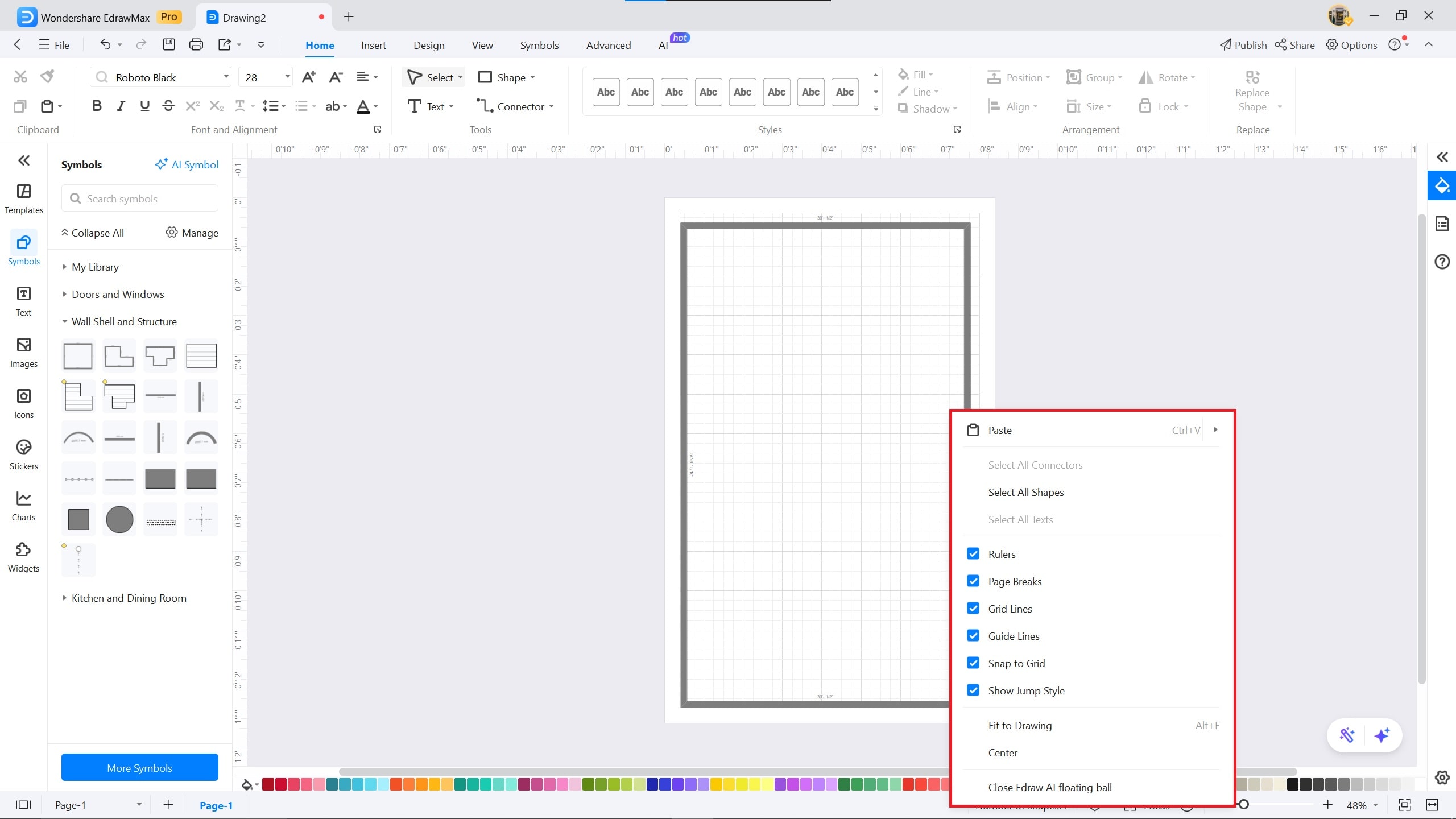 1500 sq ft plan example on EdrawMax