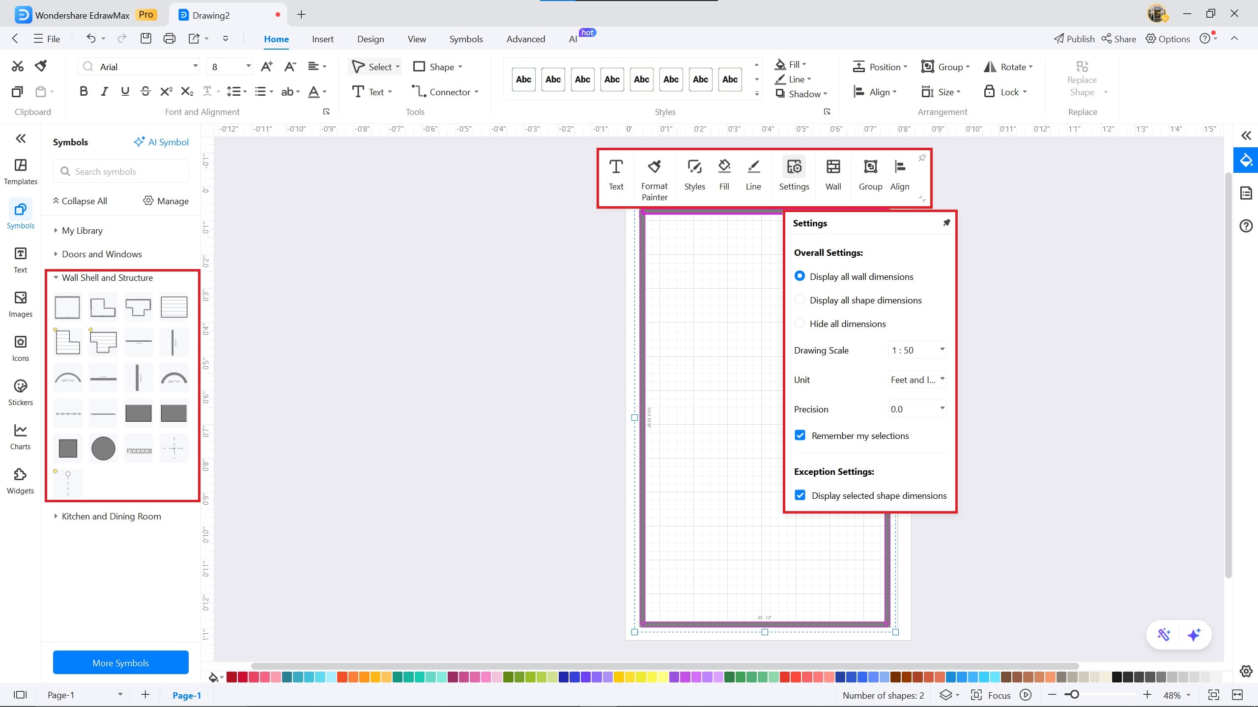 1500 sq ft plan example on EdrawMax