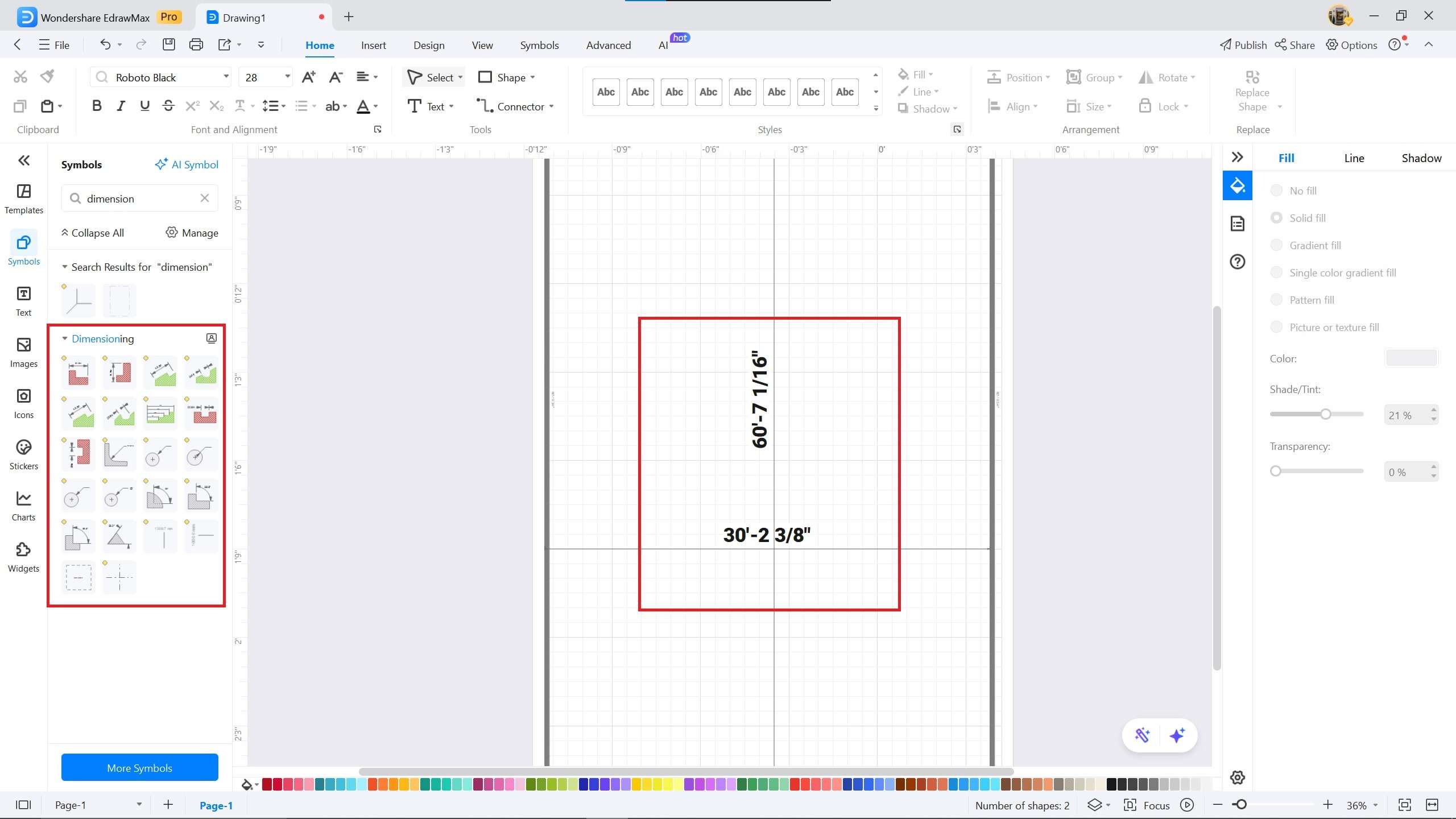 1800 sq ft plan example on EdrawMax