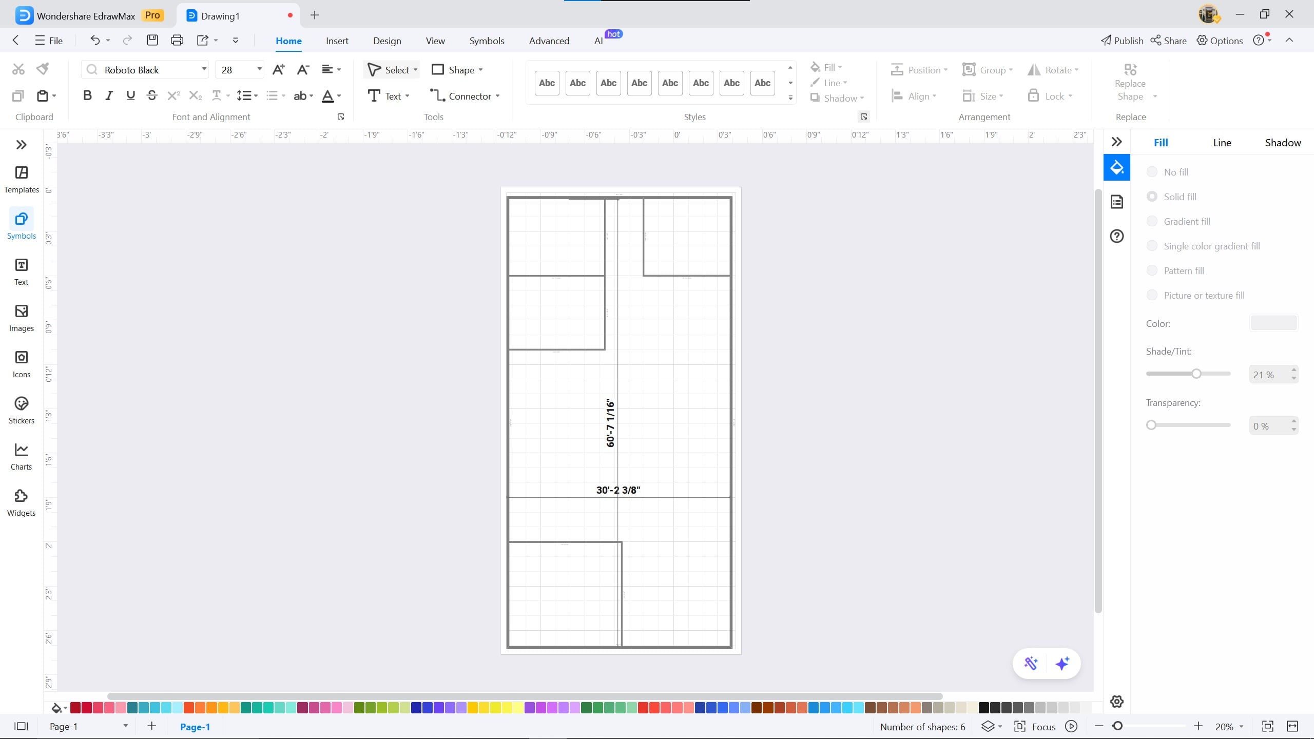 1800 sq ft plan example on EdrawMax