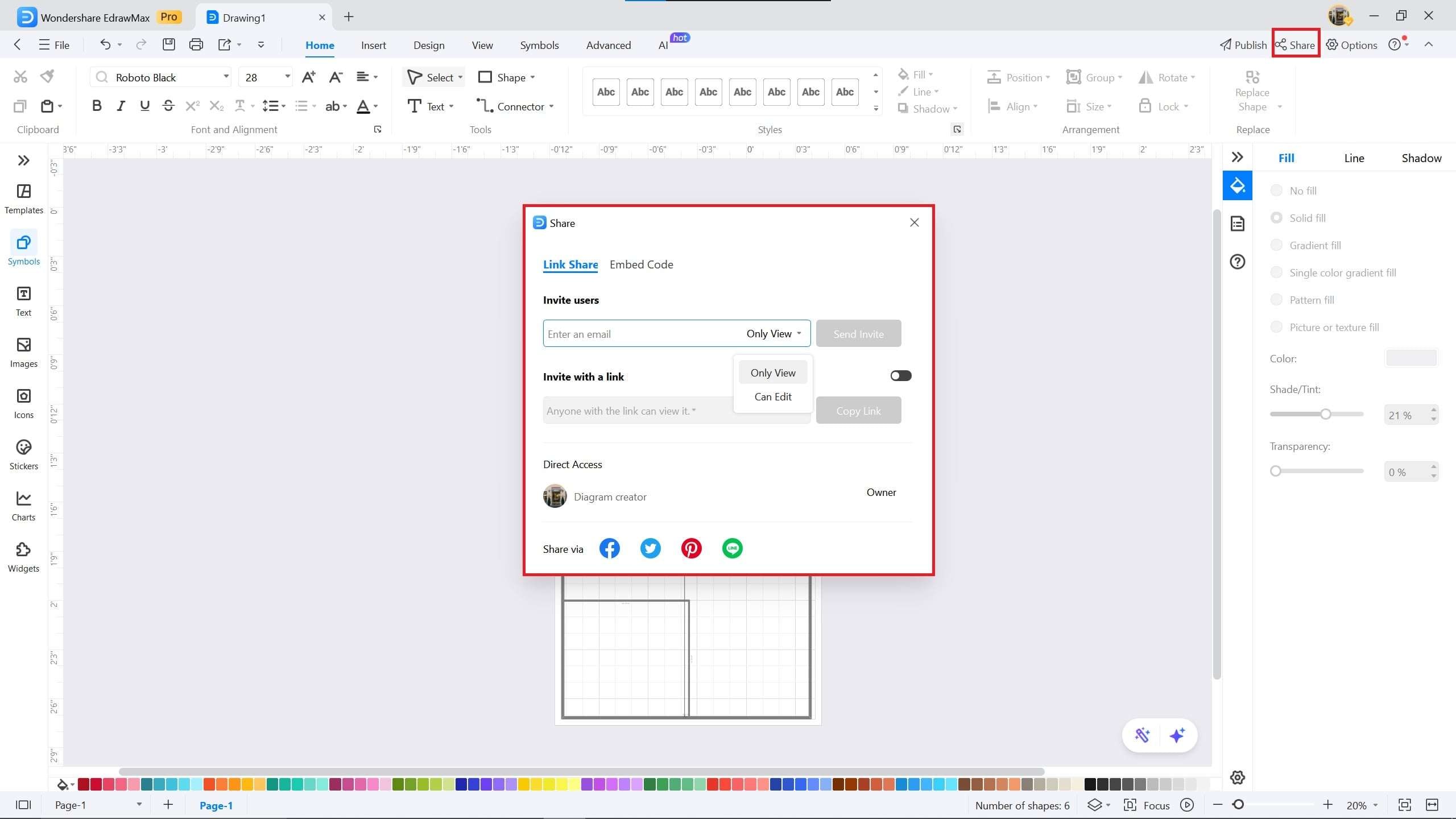 1800 sq ft plan example on EdrawMax