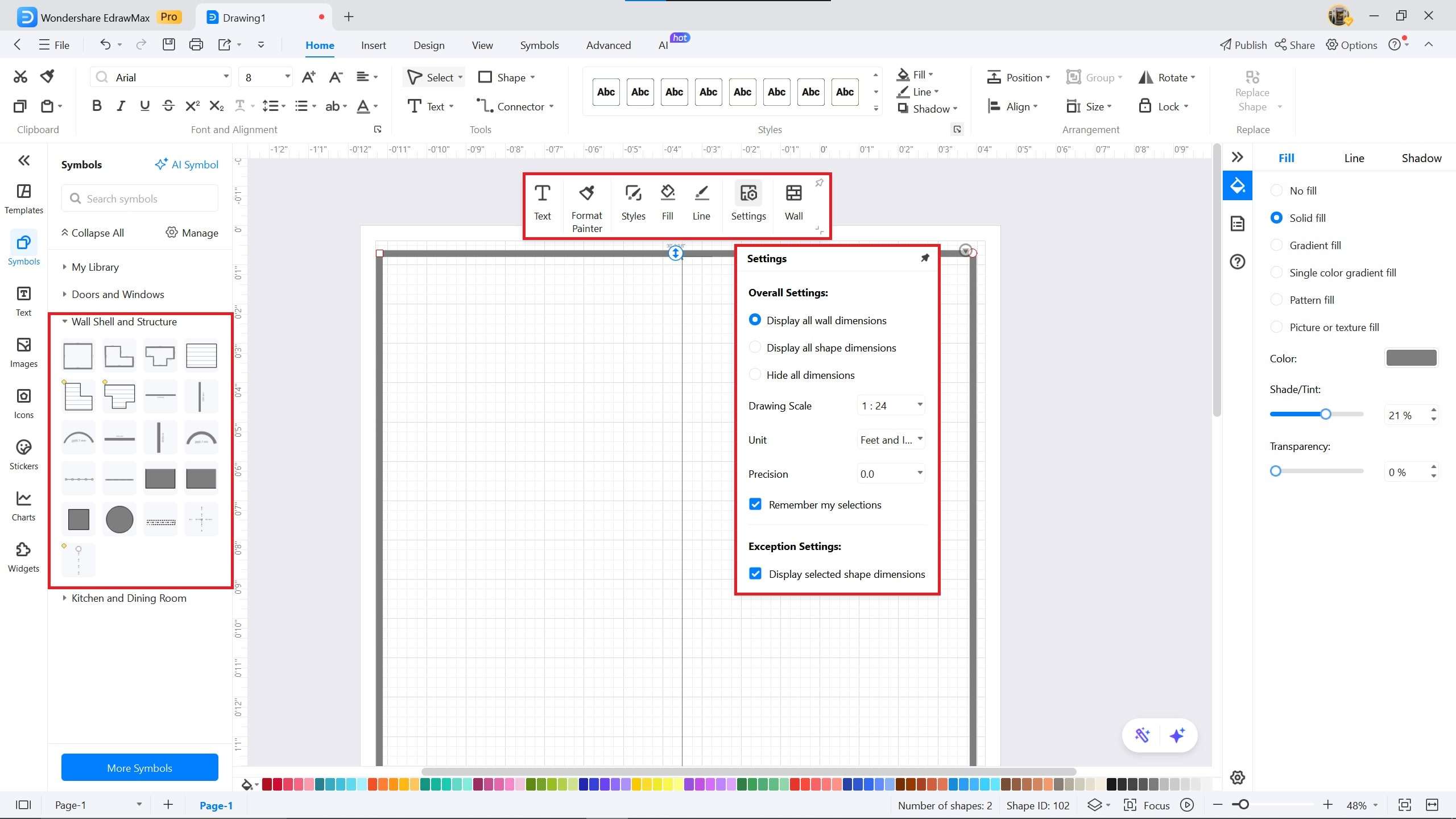 1800 sq ft plan example on EdrawMax