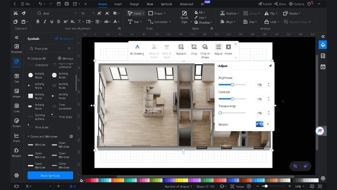 Finalizing-3D-Floor-Plan-in-EdrawMax-desktop