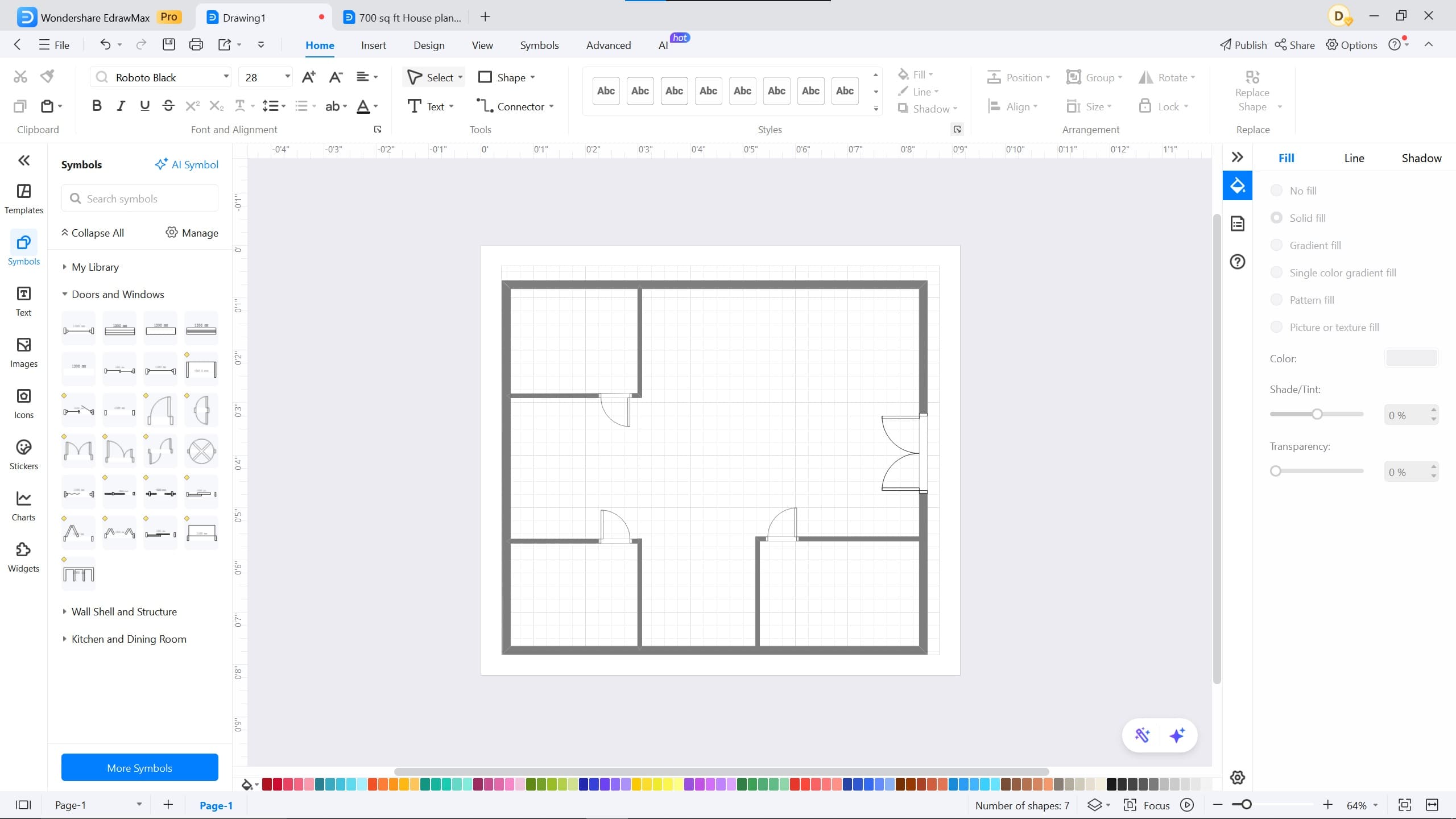 edrawmax 700 sq ft floor plan
