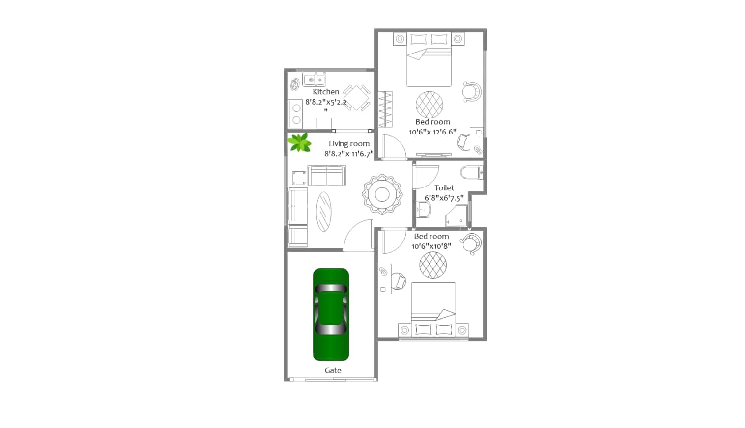 700 sq ft plan example on EdrawMax