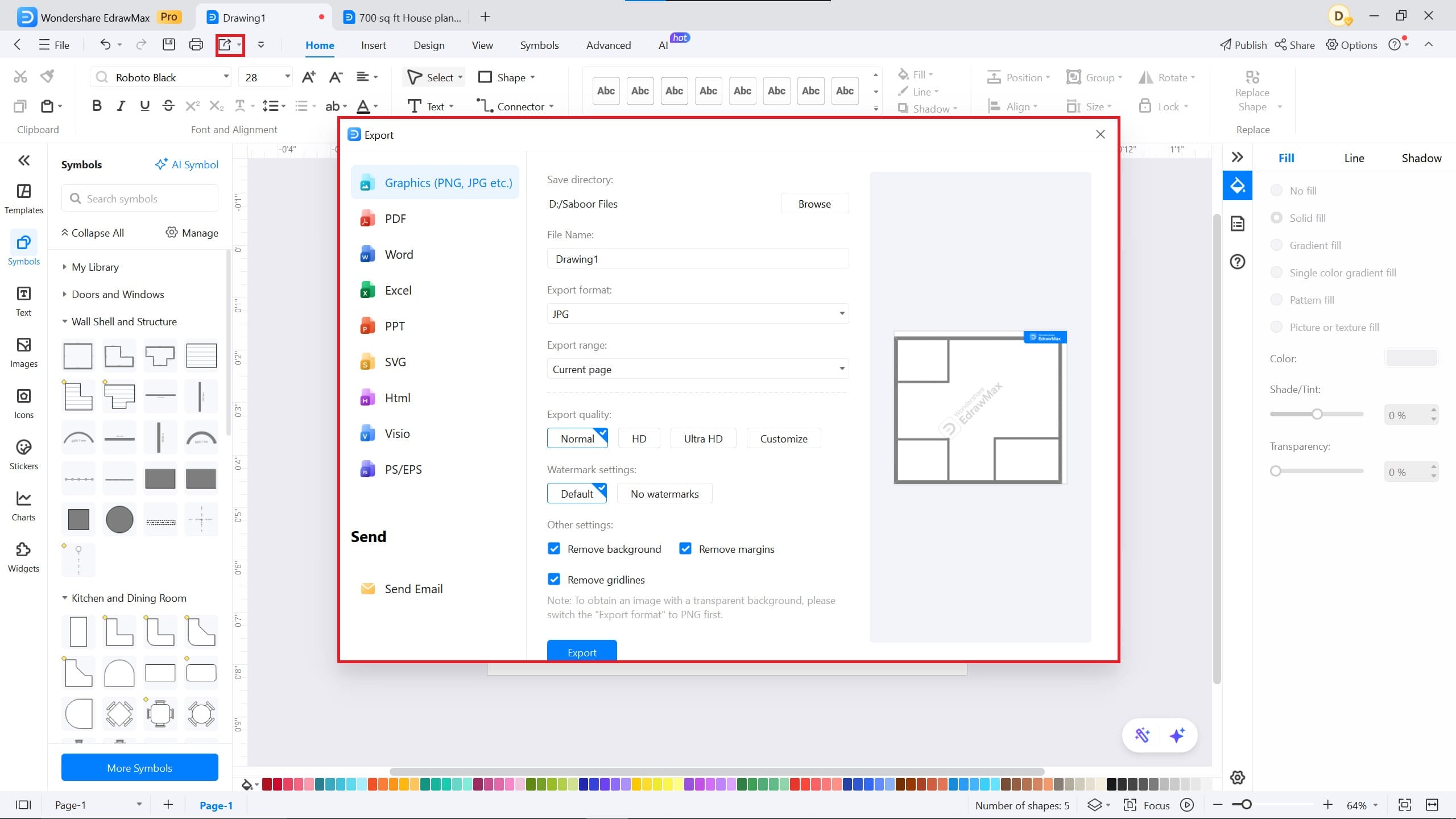 edrawmax 700 sq ft floor plan