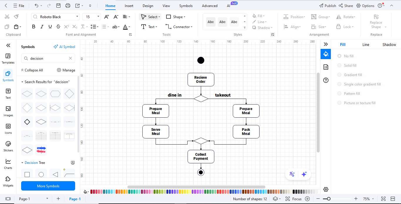 Activity Diagram restaurant step 4 - connect flows