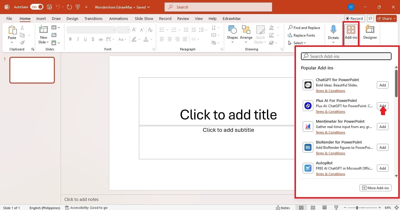 add popular powerpoint add-in