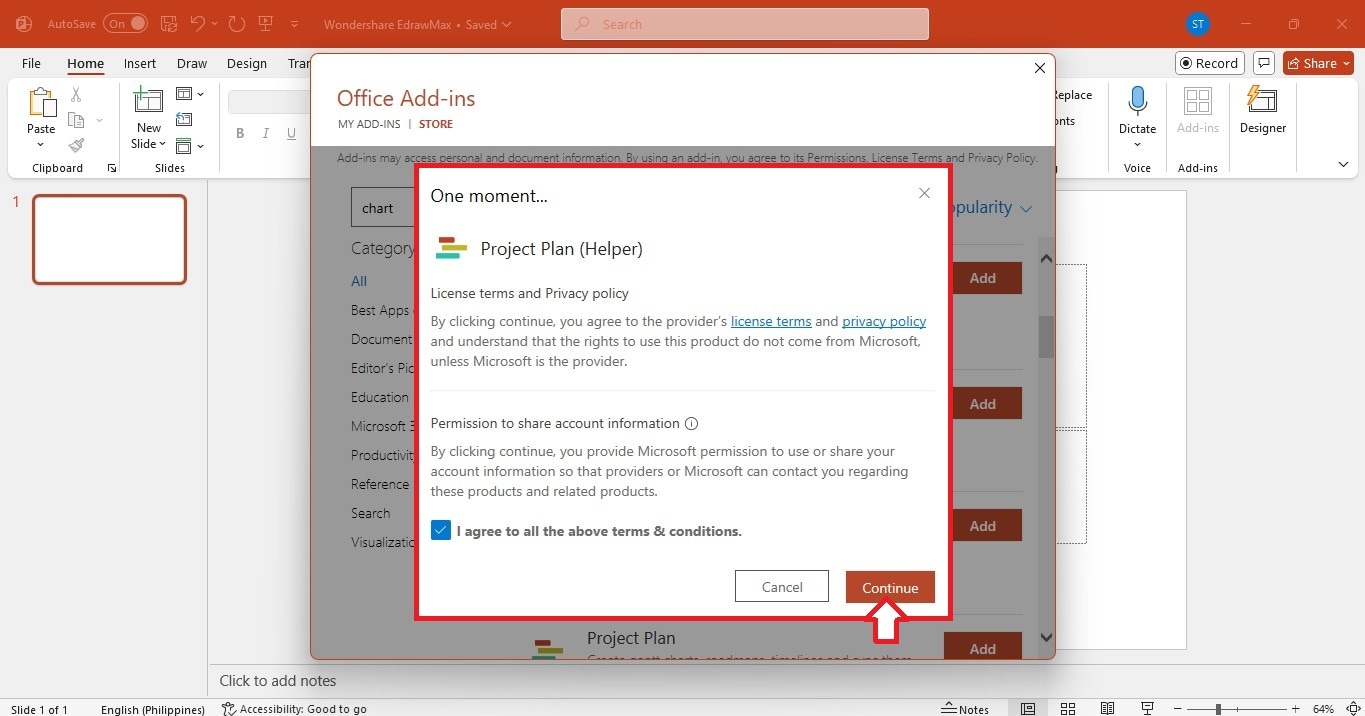 agree to powerpoint add-ins terms