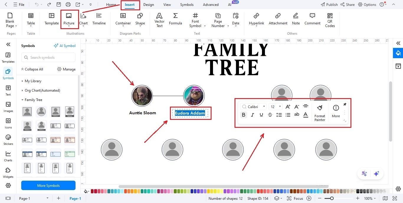 EdrawMax-Interface-add-photos-and-names