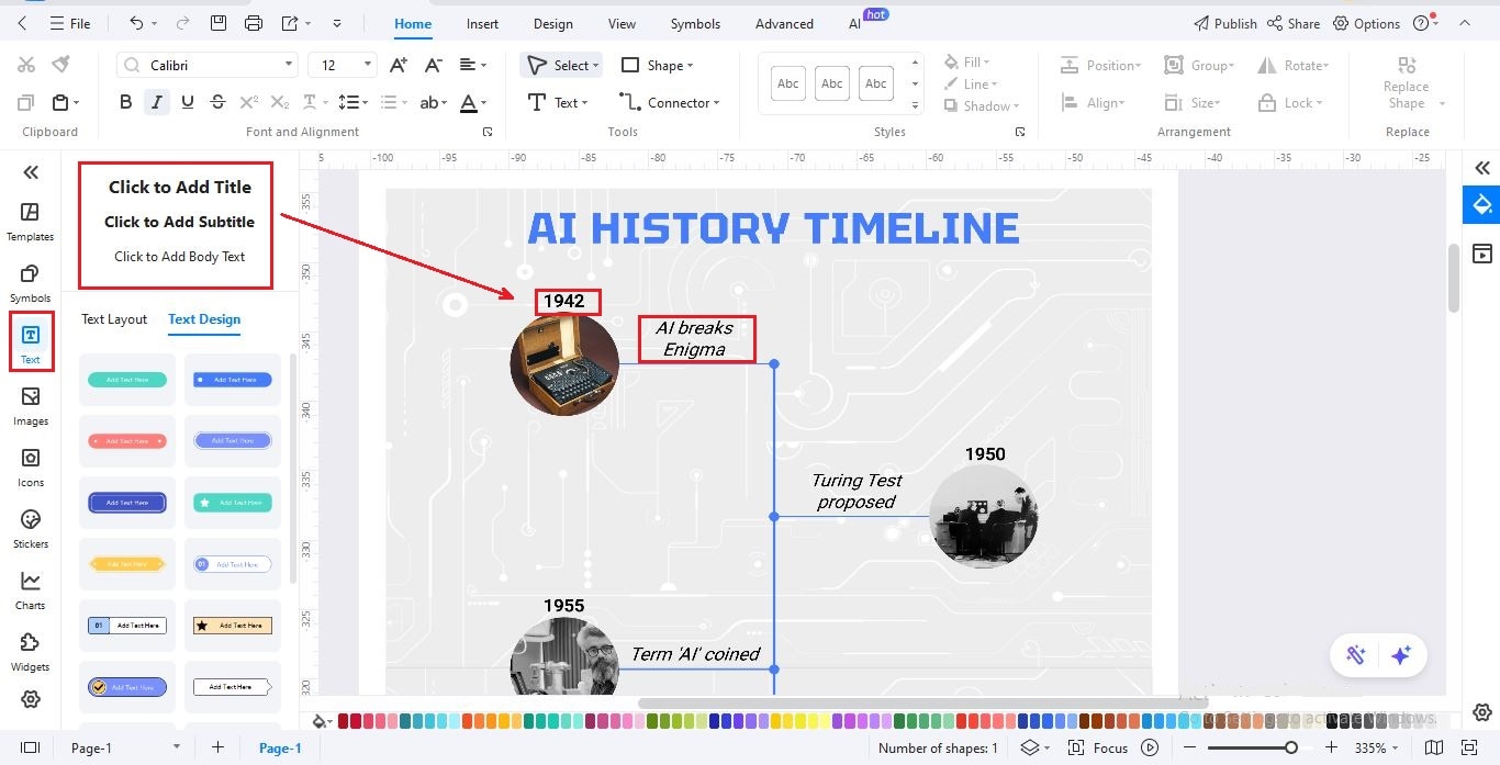 add text to the timeline