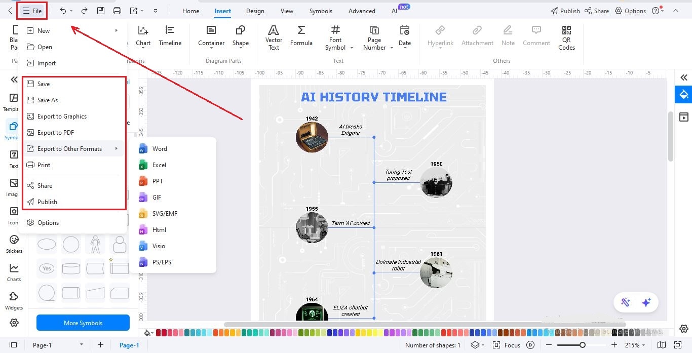 save, share, and export file