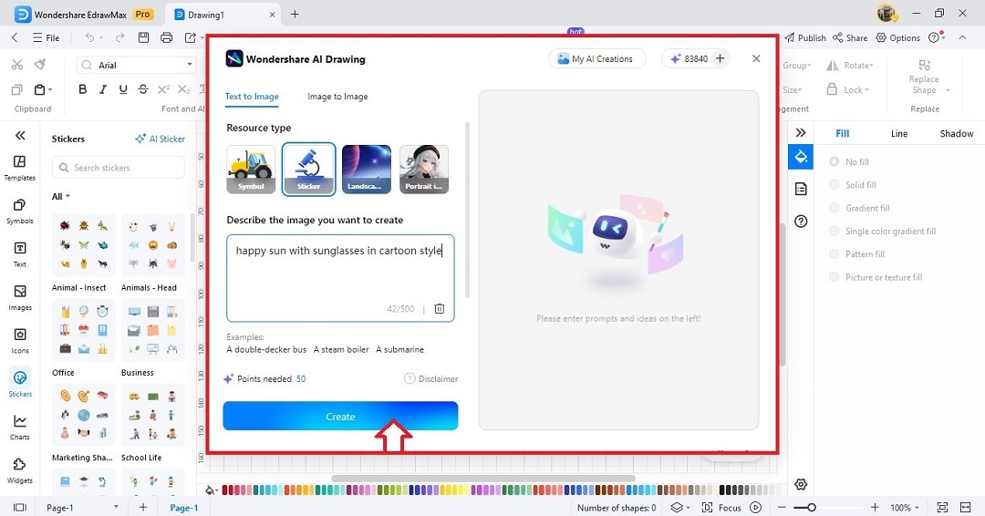 edrawmax free ai sticker generator