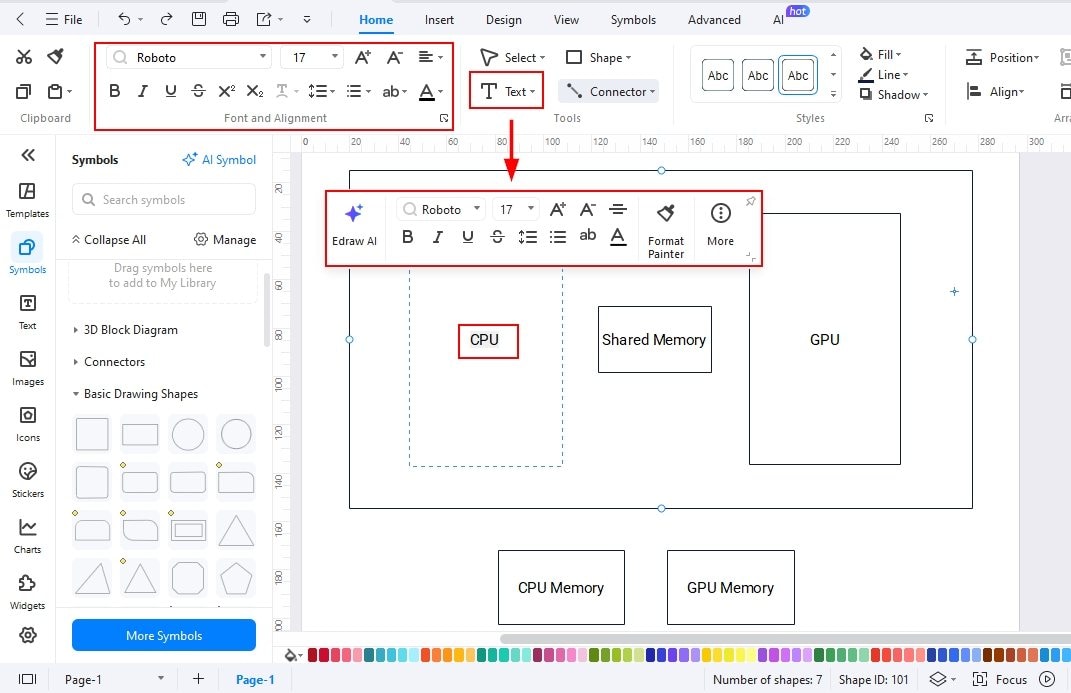 add texts for each block