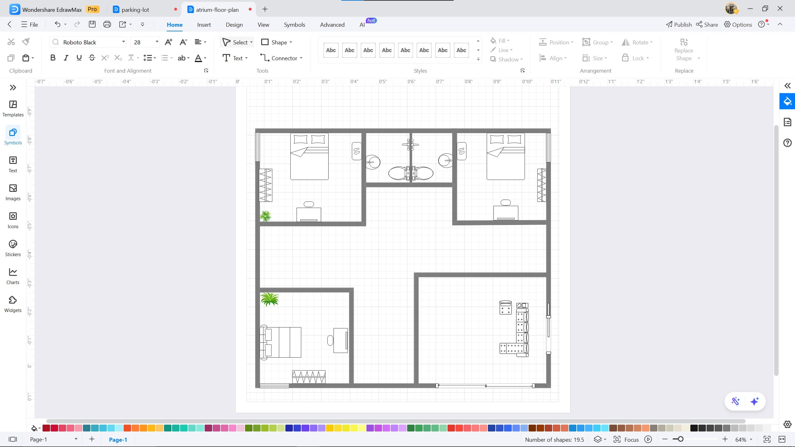 atrium floor plan on EdrawMax