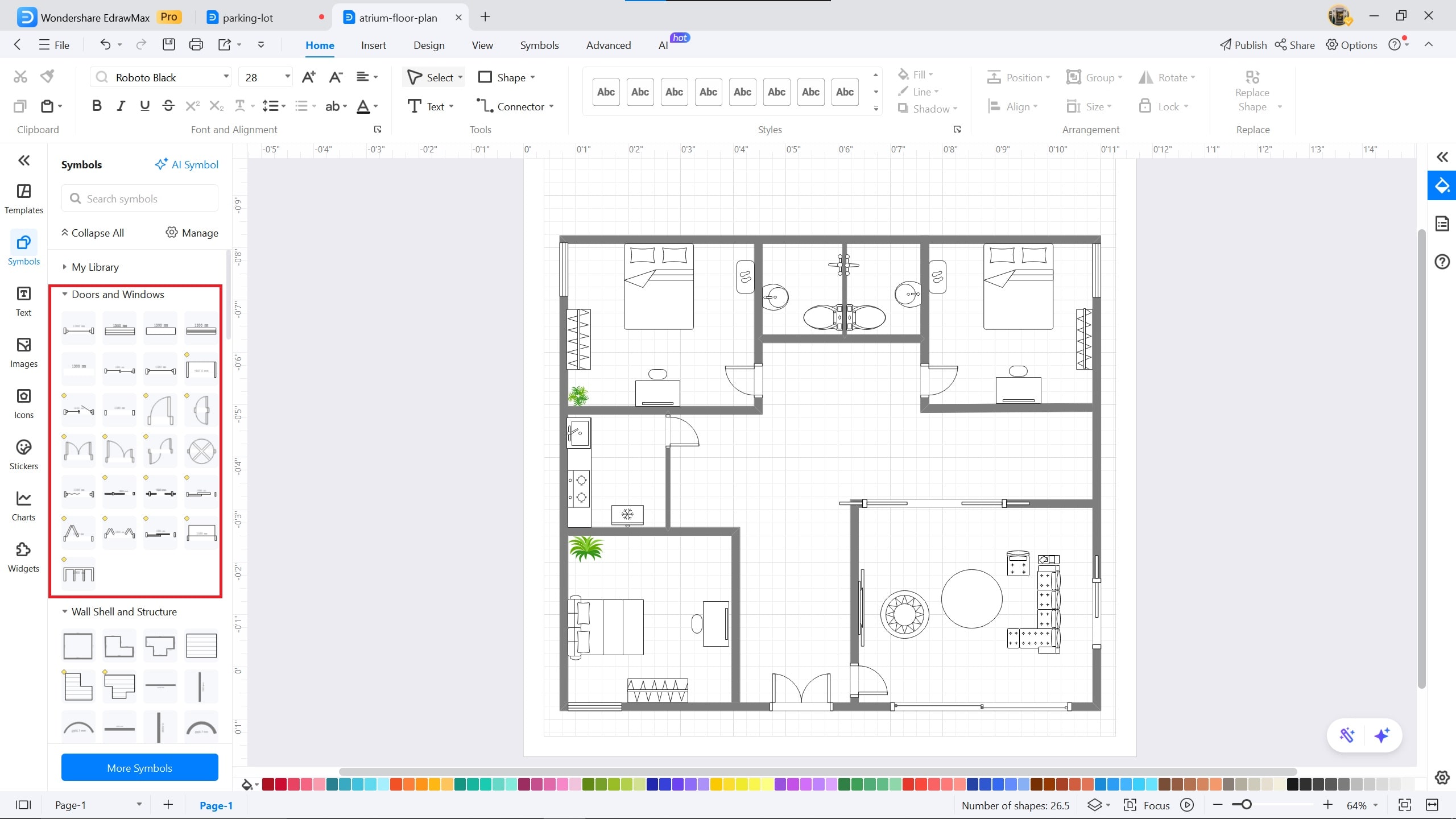 atrium floor plan on EdrawMax