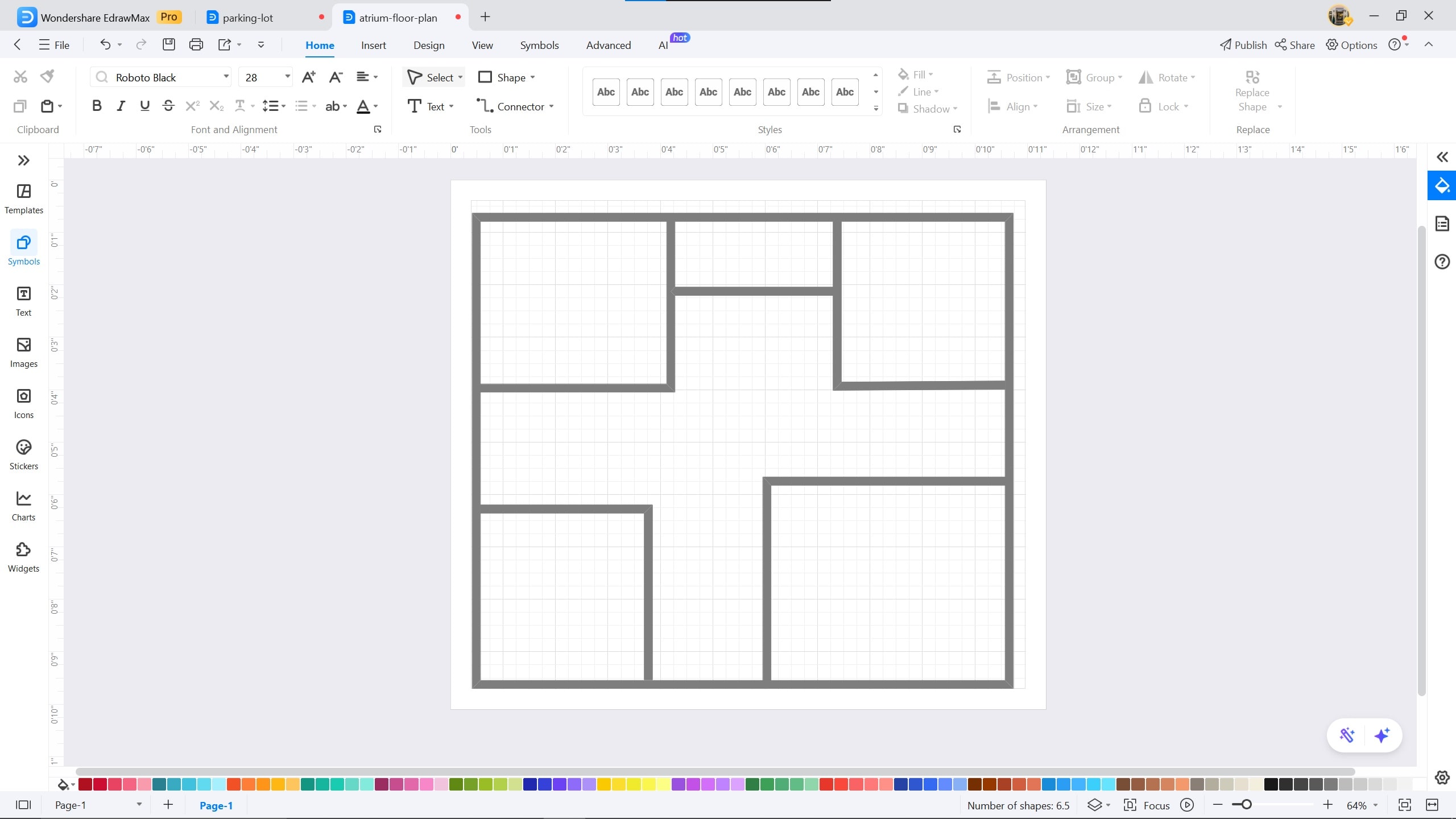 atrium floor plan on EdrawMax