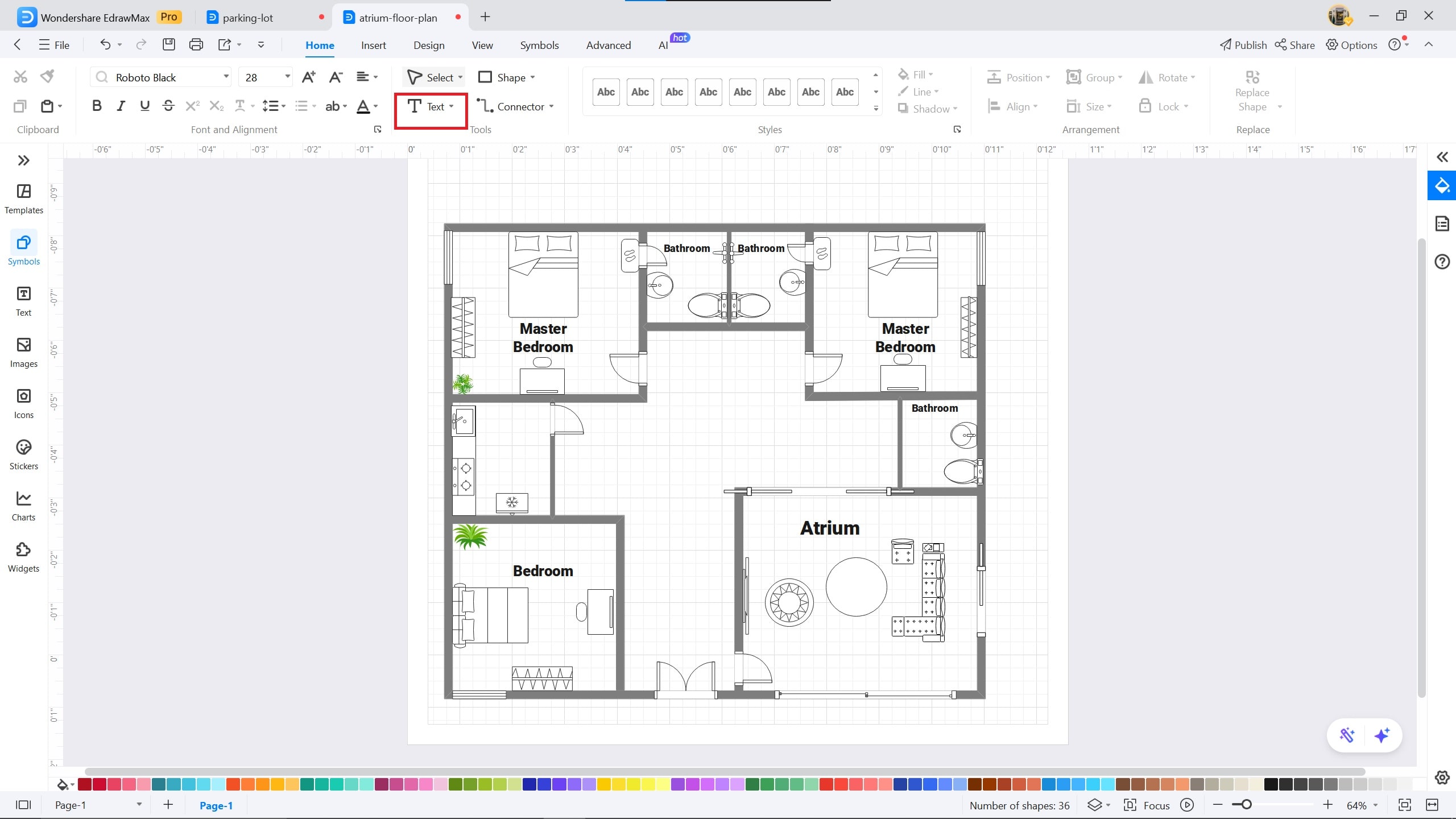 atrium floor plan on EdrawMax