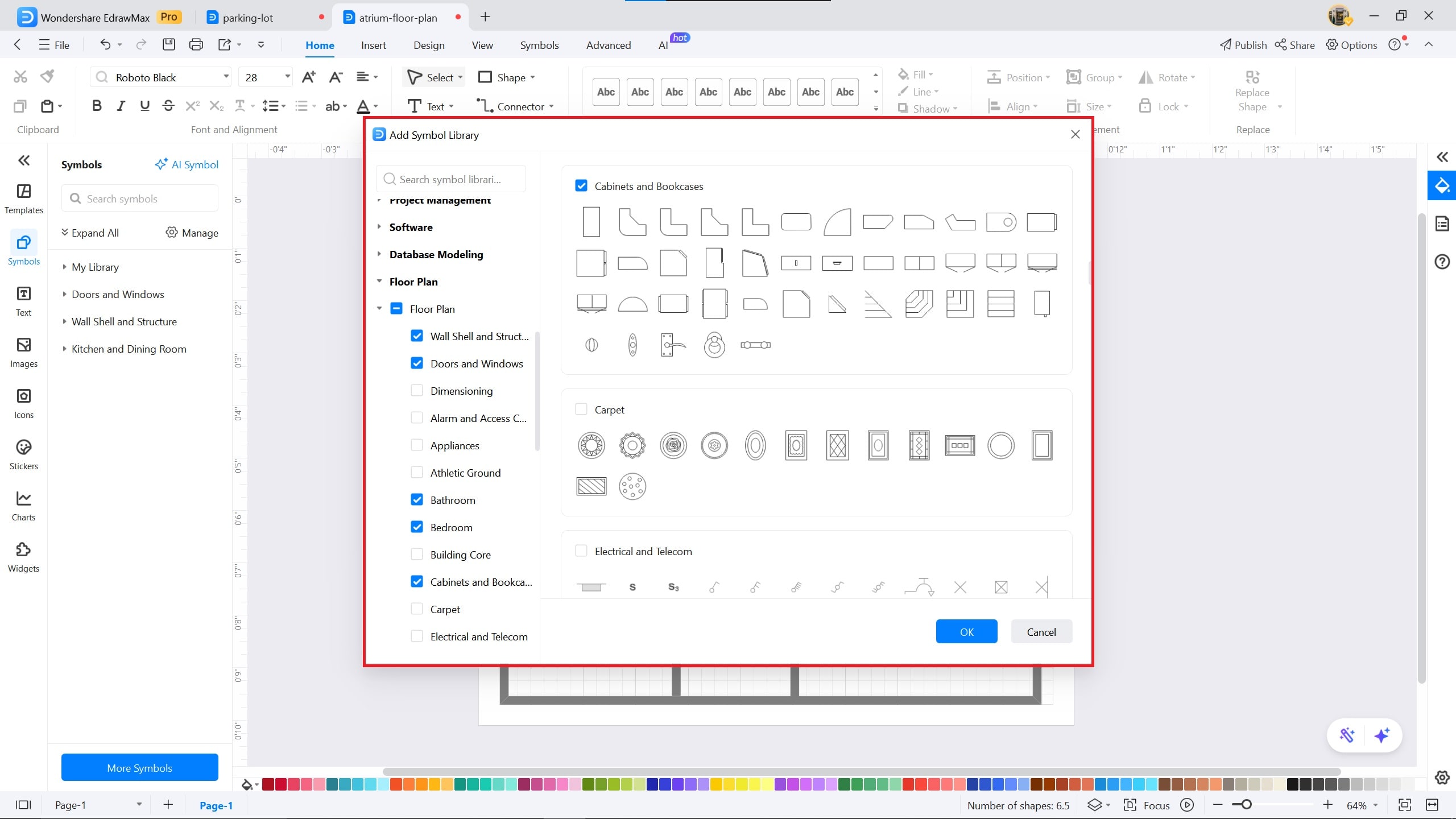 atrium floor plan on EdrawMax
