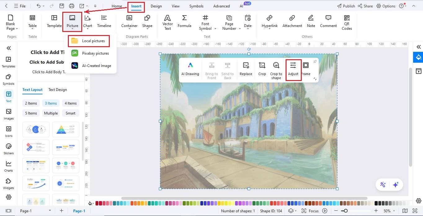 EdrawMax Interface - Insert Background Image