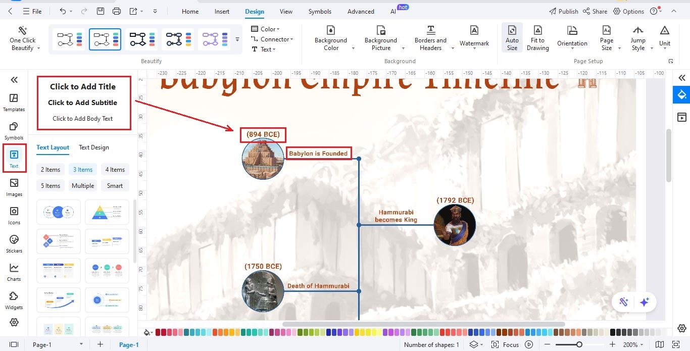 EdrawMax Interface - Add Events to Timeline
