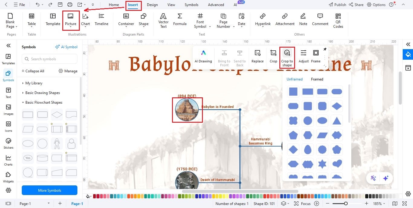 EdrawMax Interface - Insert Images to Timeline