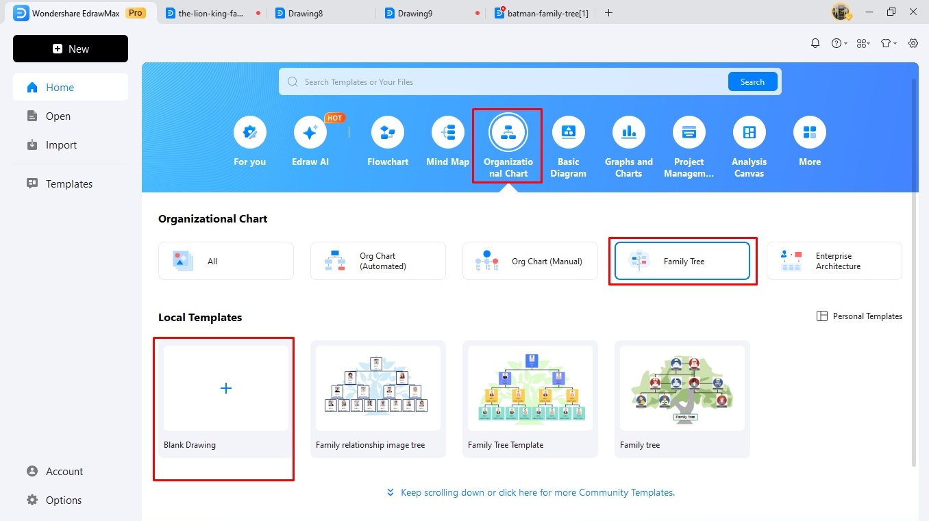 create a family tree using edrawmax