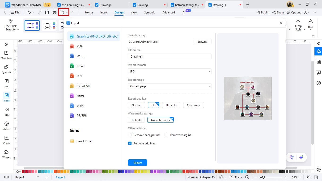 create a family tree using edrawmax