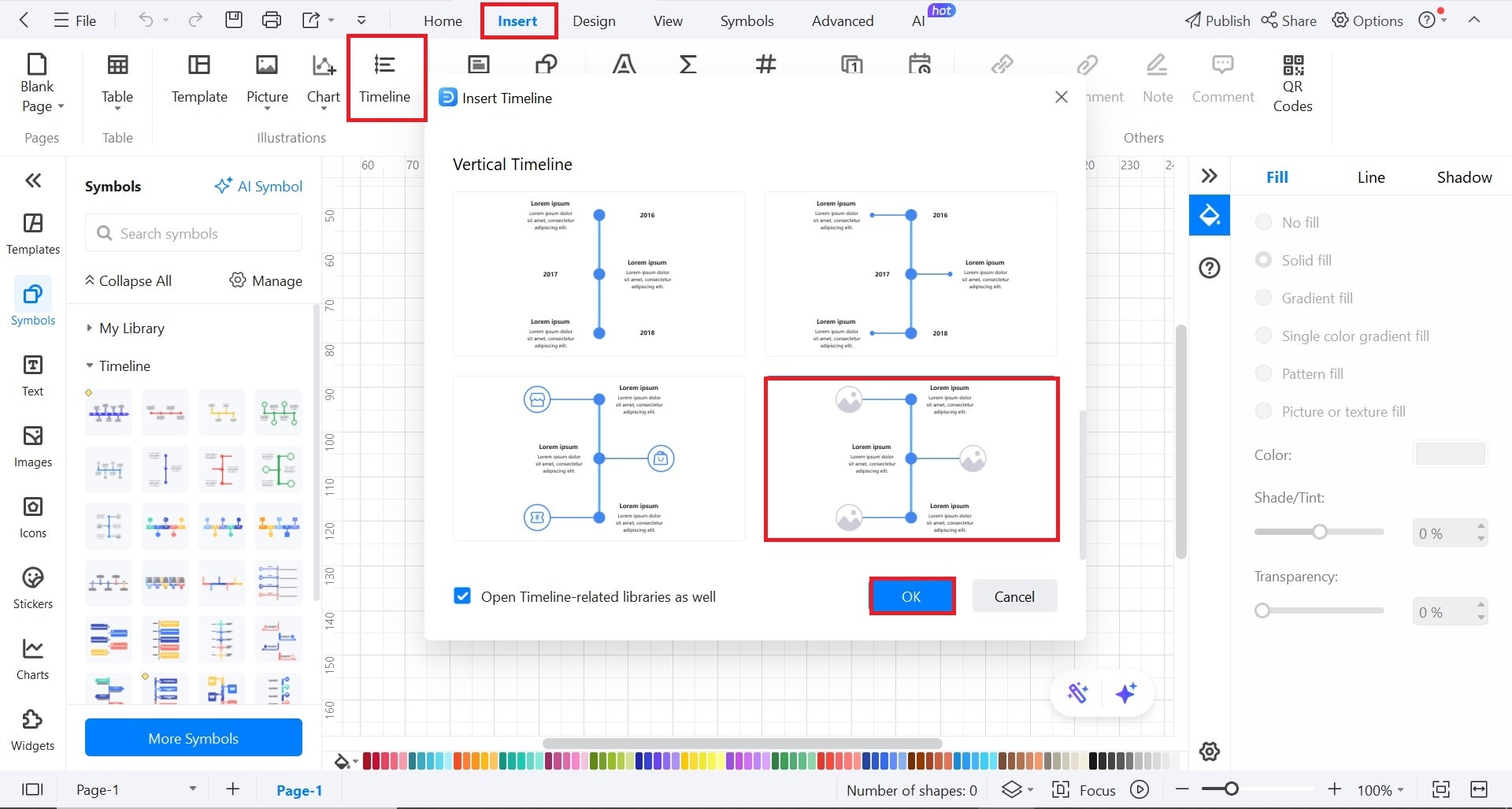 choose and edit timeline