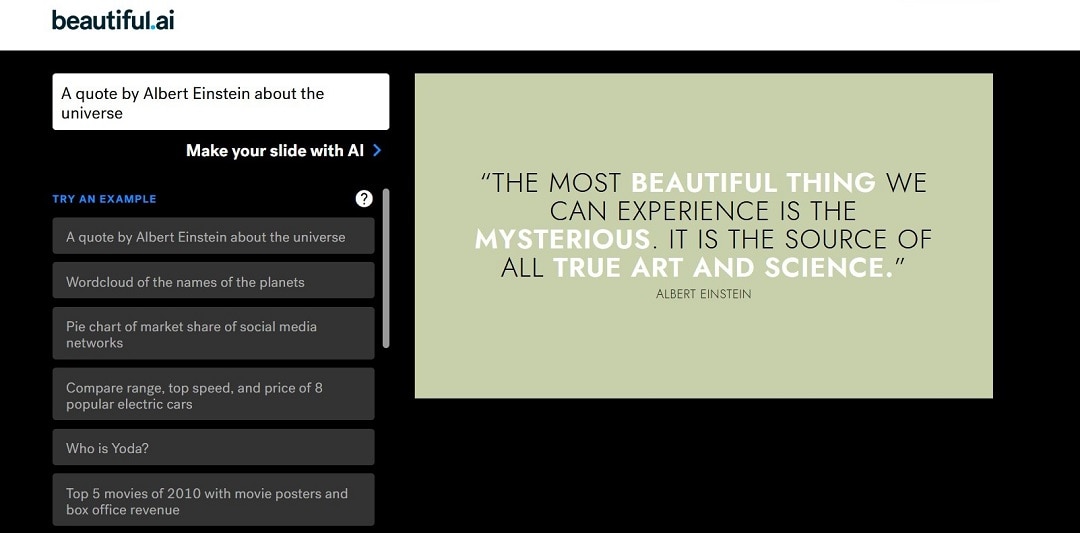 beautiful.ai interface