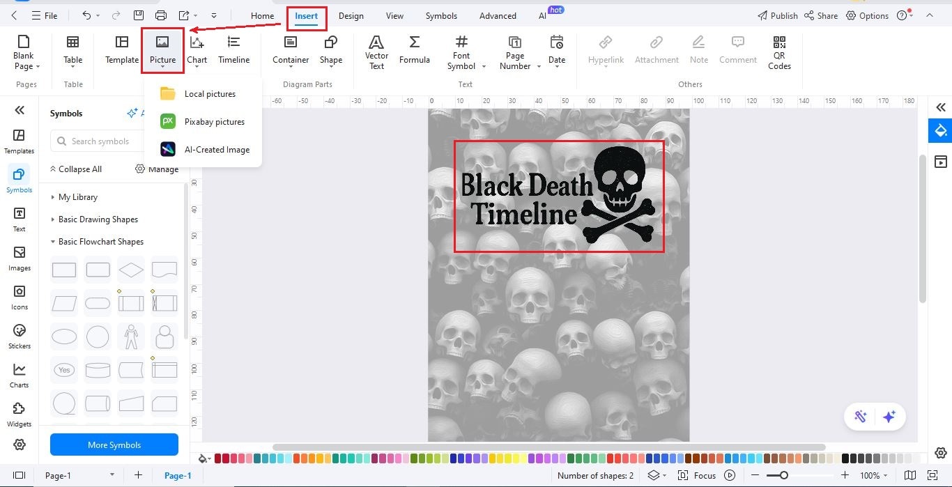 step-3 add a heading to the timeline