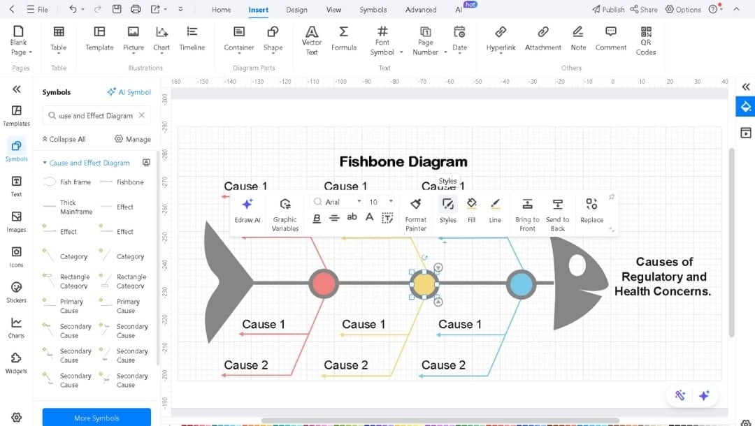formatting fishbone diagram colors and styles