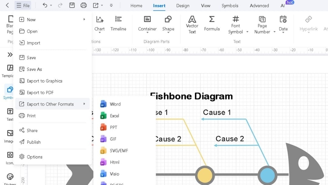 exporting and sharing fishbone diagram in edrawmax
