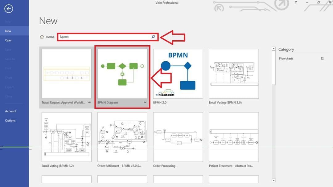Visio Templates-Selecting BPMN template