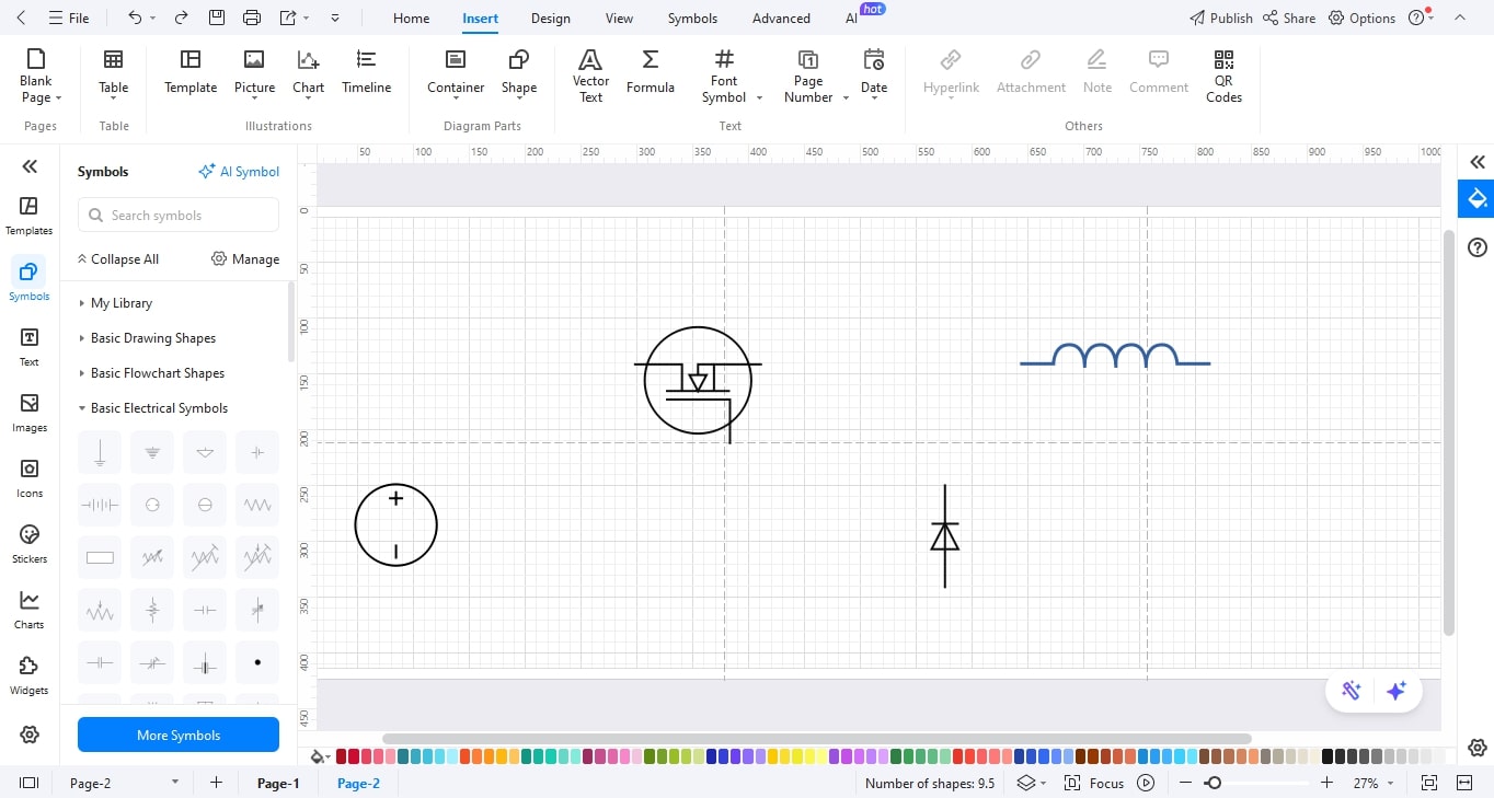 Add diode and inductor-Placing the diode and inductor components in the circuit