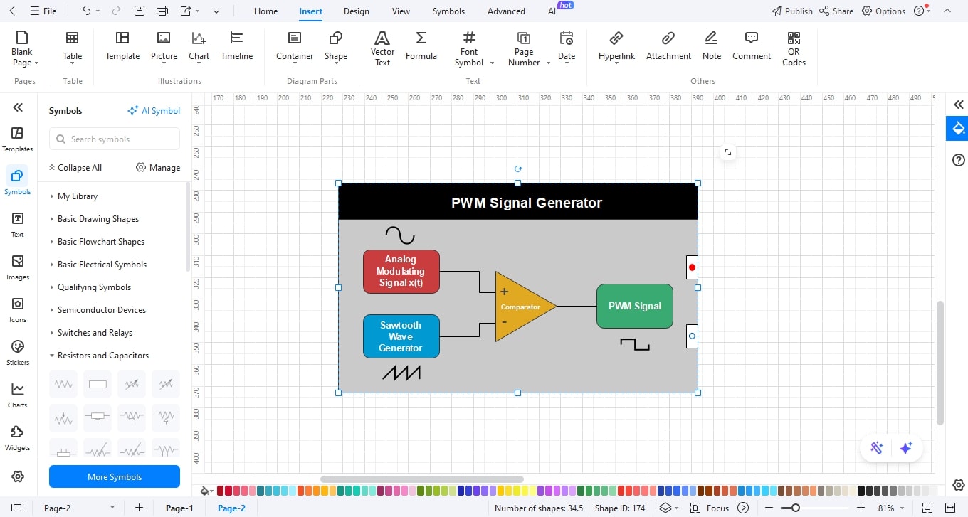 Add signal generator-Adding the PWM control source to the diagram