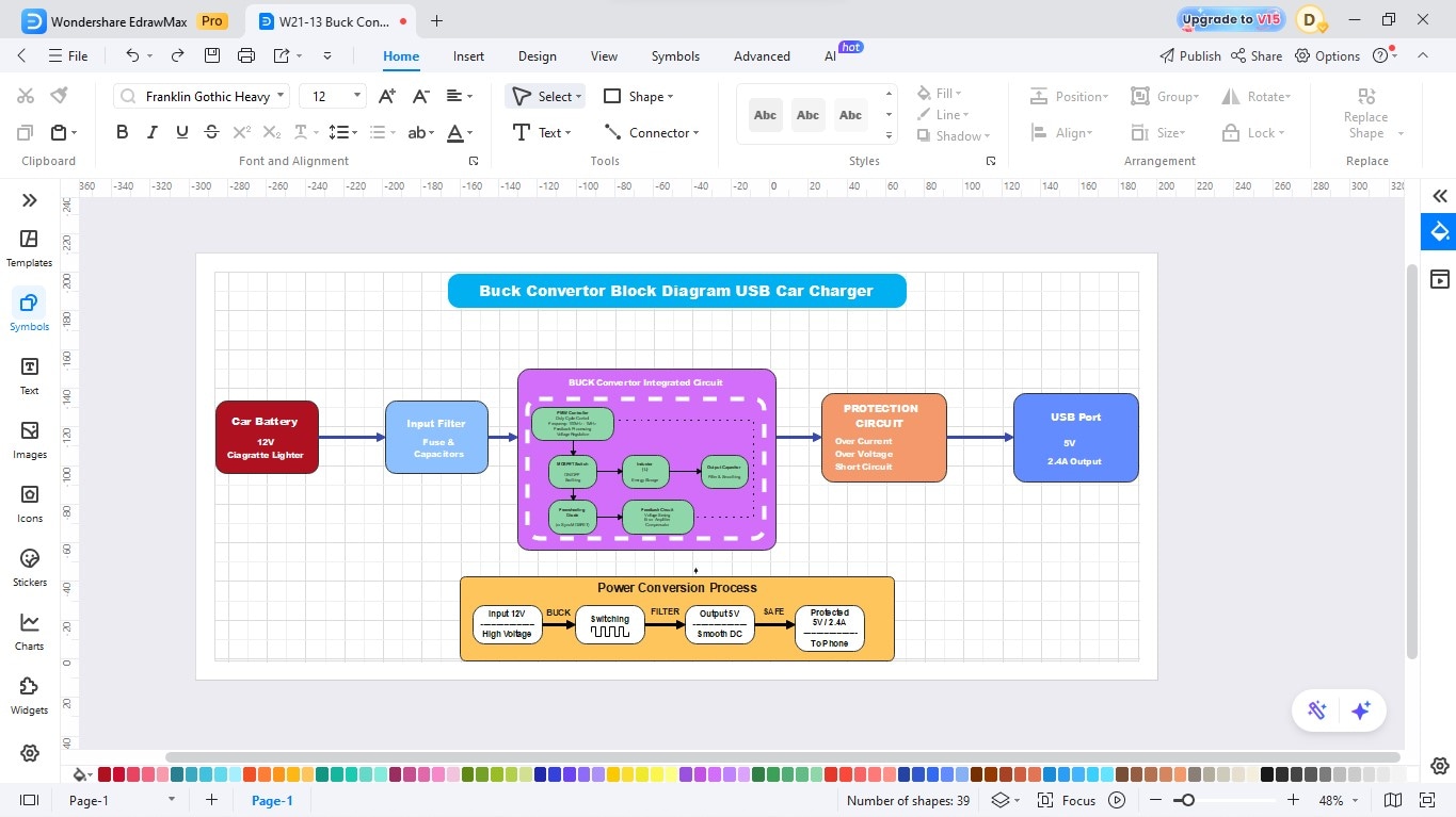Join blocks-Connecting the functional blocks with arrows to show signal flow