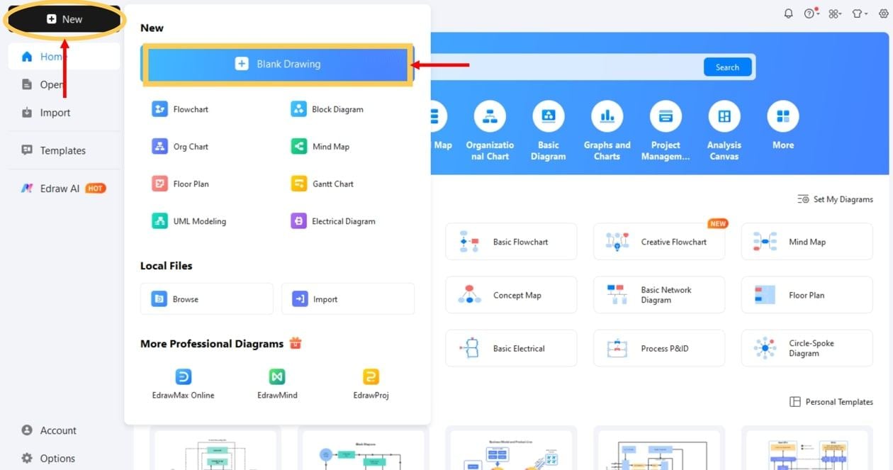 EdrawMax-Creating a new project