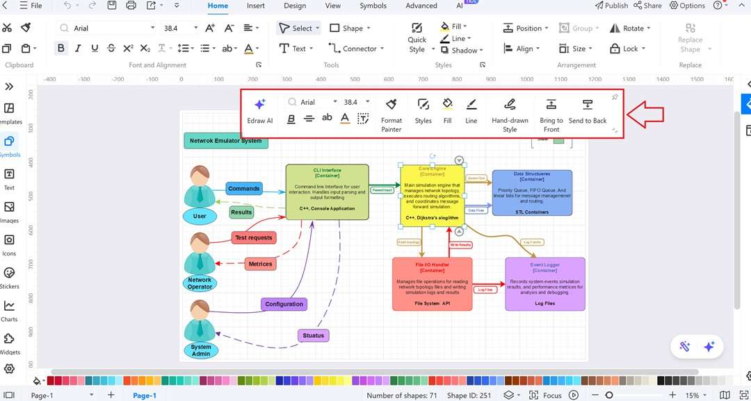 Floating Bar-Editing a diagram element